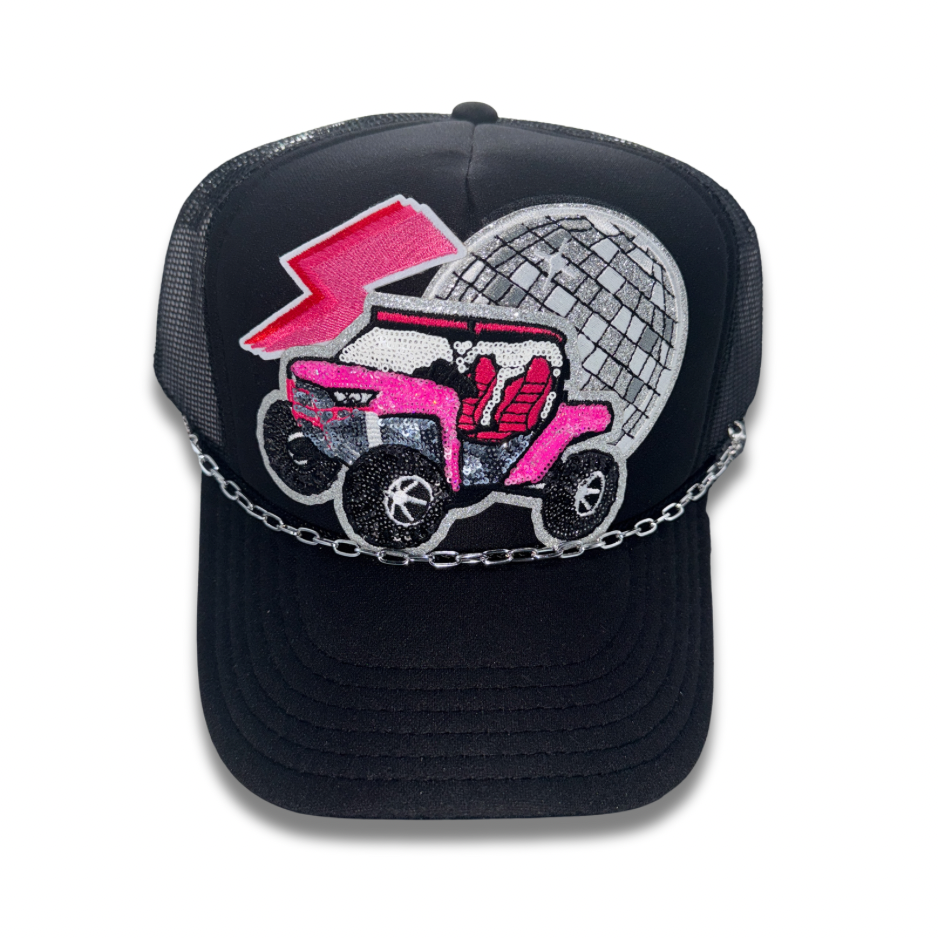 Pink SXS Trucker Hat With Chain