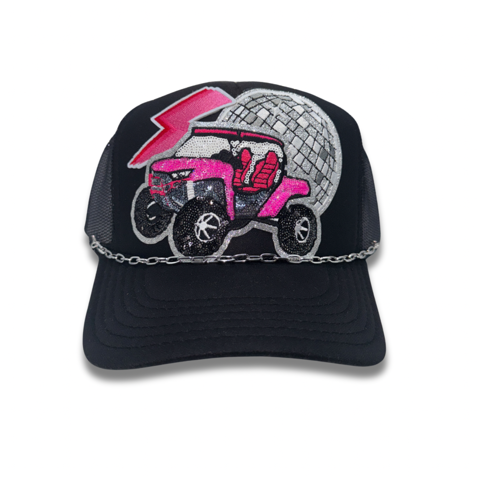 Pink SXS Trucker Hat With Chain