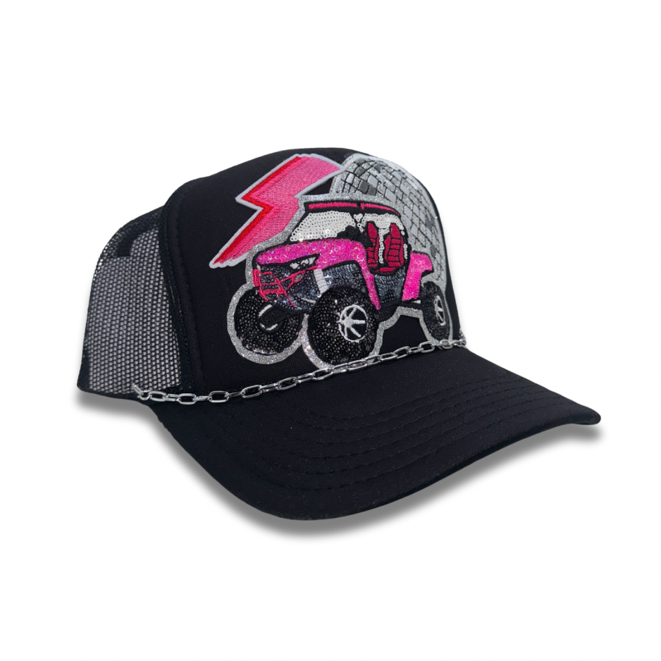 Pink SXS Trucker Hat With Chain