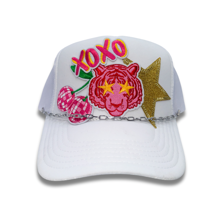 Pink Tiger Trucker Hat With Chain