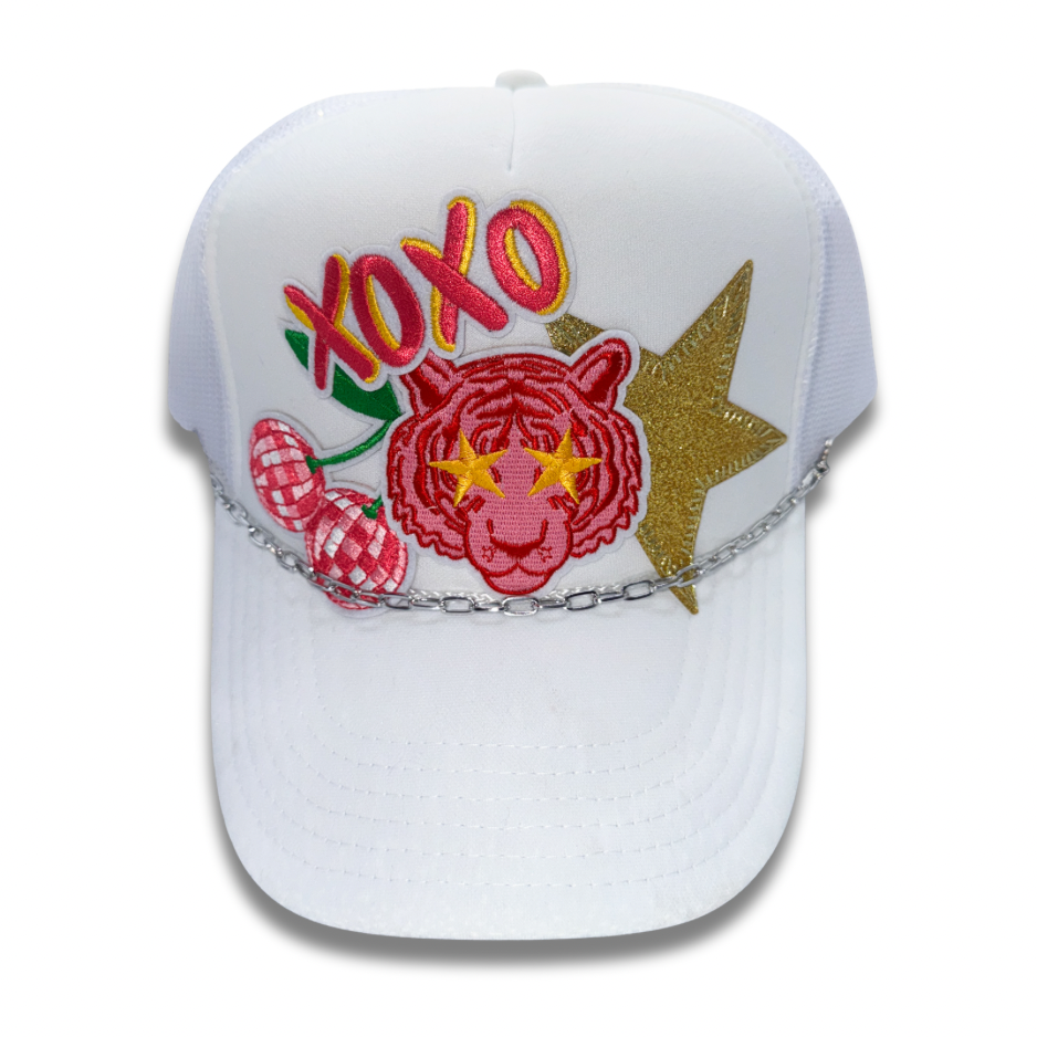 Pink Tiger Trucker Hat With Chain