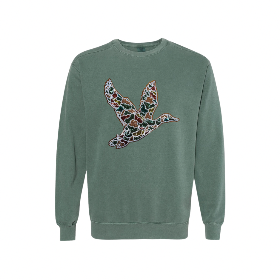 Mallard Duck Sequin Comfort Colors Heavy Sweatshirt