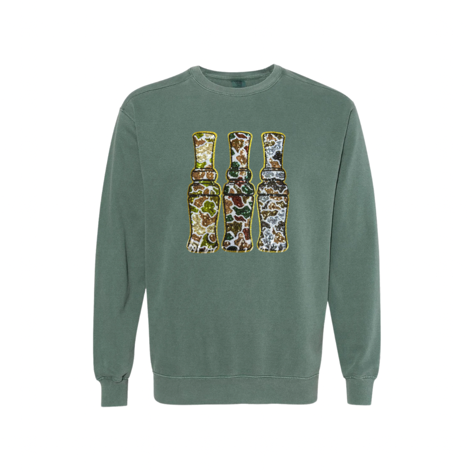 Duck Call Sequin Comfort Colors Heavy Sweatshirt