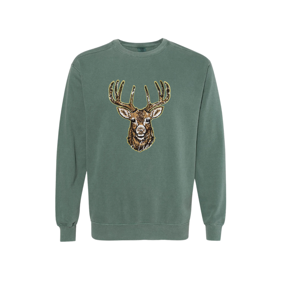 Deer Sequin Comfort Colors Heavy Sweatshirt