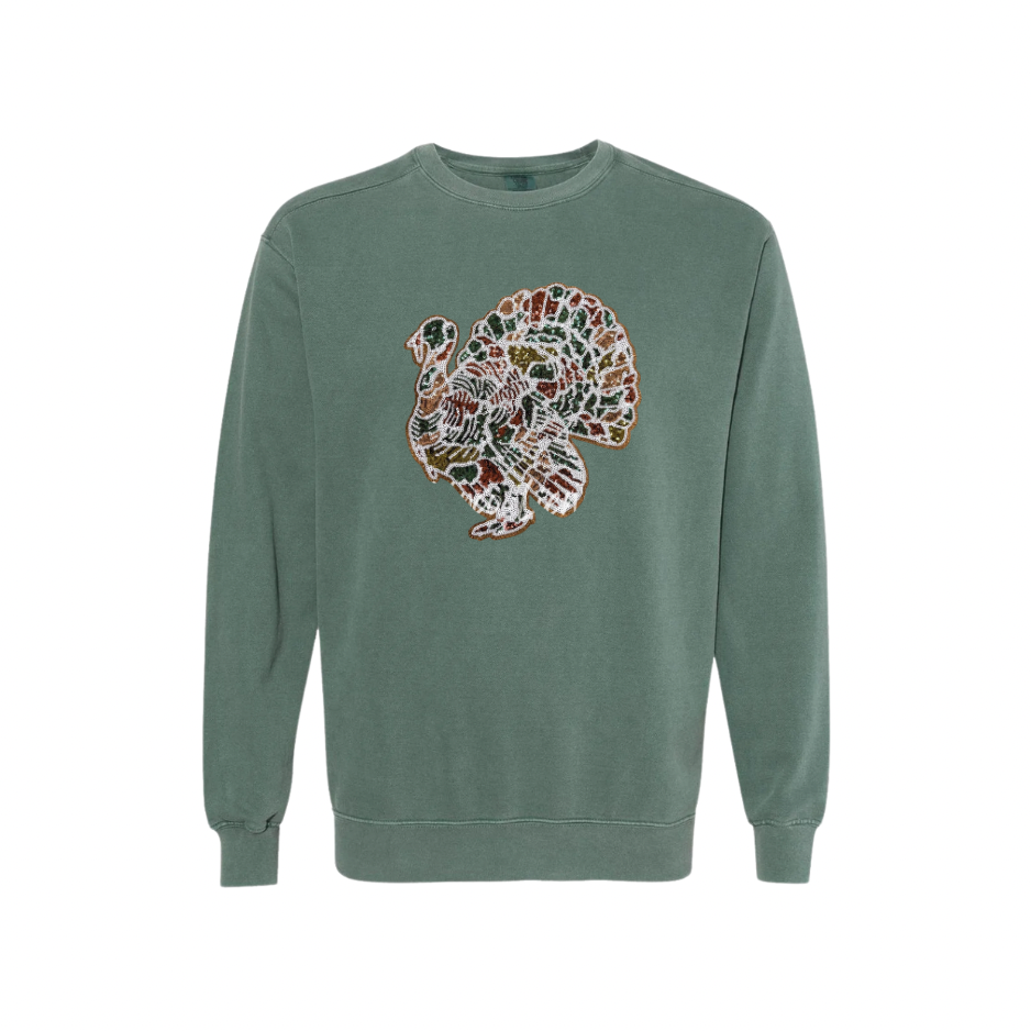 Turkey Strutting Sequin Comfort Colors Heavy Sweatshirt