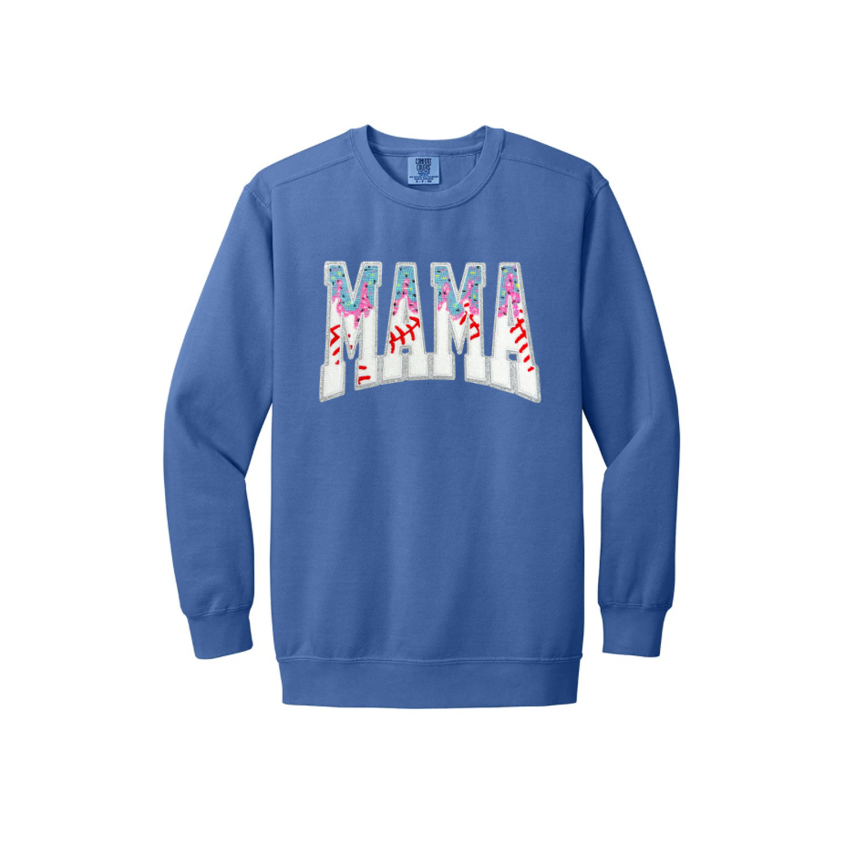 Mama Baseball Drip Comfort Color Heavy Sweatshirt