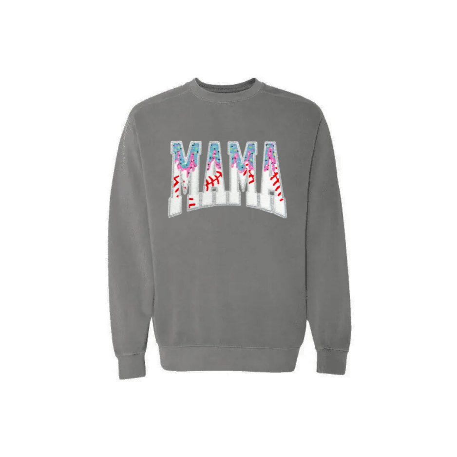 Mama Baseball Drip Comfort Color Heavy Sweatshirt