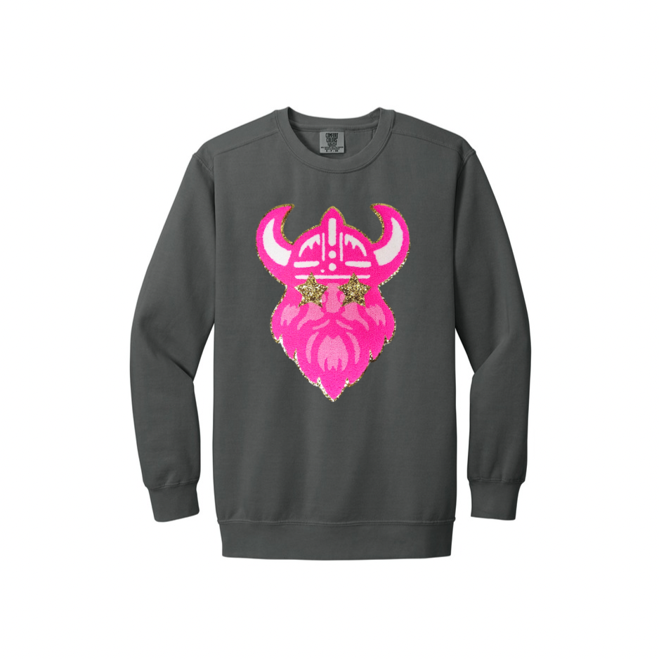 Viking Head Chenille Comfort Colors Heavy Sweatshirt